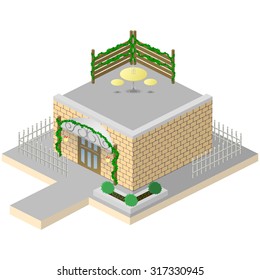 Isometric cafe, restaurant vector 