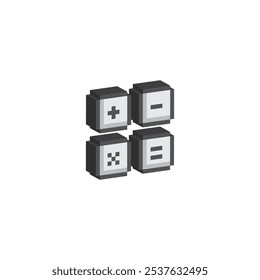 isometric calculator 8 bit icon pixel art calculator sign for games logo symbol