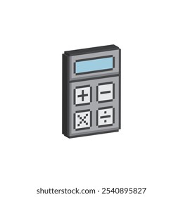 isometric calculator 8 bit icon pixel art calculator sign for games logo symbol