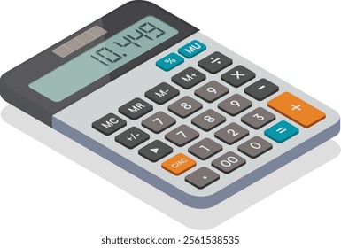 Isometric Calculator Illustration – 3D Vector of Digital Math Device