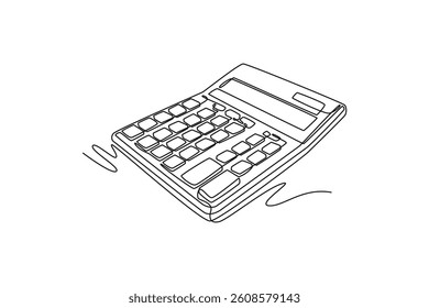 Isometric Calculator. Calculator, Smartphone, Laptop concept. Single line draw design. Vector graphic illustration