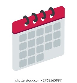isometric calendar 3d red and gray
