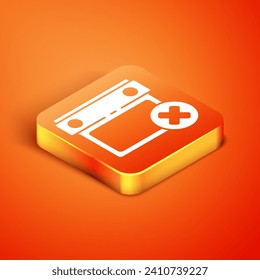 Isometric Calendar date delete icon isolated on orange background. Event reminder symbol.  Vector