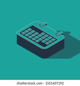 Isometric Calendar icon isolated on green background.  Vector Illustration