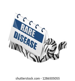 Isometric calendar rare disease witch zebra print ribbon isolated