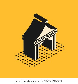 Isometric Camping tent icon isolated on yellow background. Carnival camping tent. Amusement park.  Vector Illustration