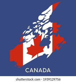 Isometric Canada map with flag vector illustration on blue background