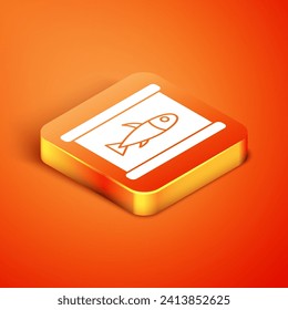 Isometric Canned fish icon isolated on orange background.  Vector
