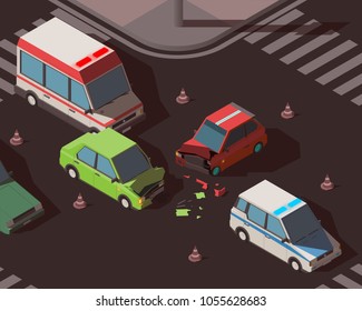 Isometric car accident 