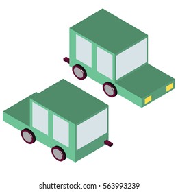 Isometric car back and front