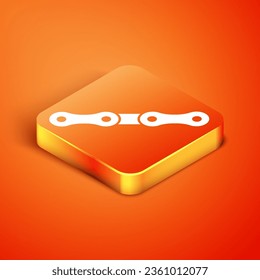 Isometric Car chain icon isolated on orange background.  Vector