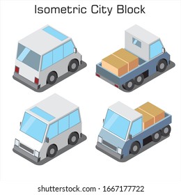 Isometric car city set vector