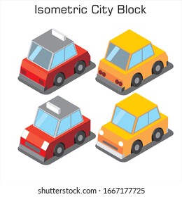 Isometric car city set vector