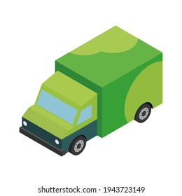 entrega isométrica de vehículos vectores de mercancías