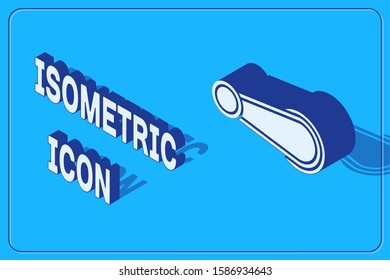 Isometric Car door handle icon isolated on blue background.  Vector Illustration