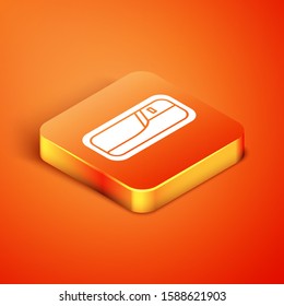 Isometric Car door handle icon isolated on orange background.  Vector Illustration