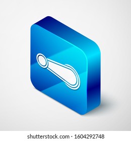 Isometric Car door handle icon isolated on white background. Blue square button. Vector Illustration
