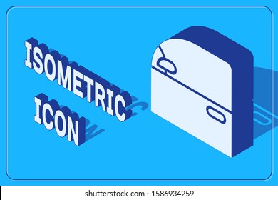 Isometric Car door icon isolated on blue background.  Vector Illustration