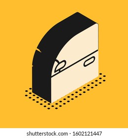 Isometric Car door icon isolated on yellow background.  Vector Illustration
