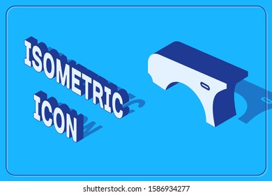 Isometric Car fender icon isolated on blue background.  Vector Illustration