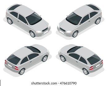 Isometric car. Flat 3d vector high quality city transport icon set.