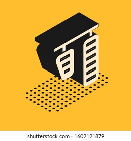 Isometric Car gas and brake pedals icon isolated on yellow background.  Vector Illustration
