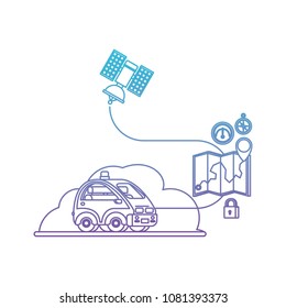 isometric car with gps service icons