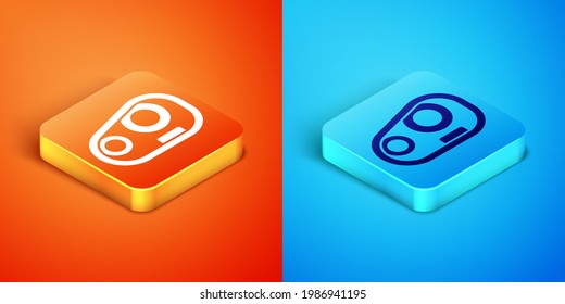 Isometric Car headlight icon isolated on orange and blue background.  Vector