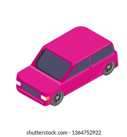 Isometric car icon isolated on white background. Hatchback illustration. 3d vector.