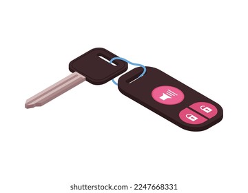 Tecla isométrica del coche sobre fondo blanco 3d ilustración vectorial