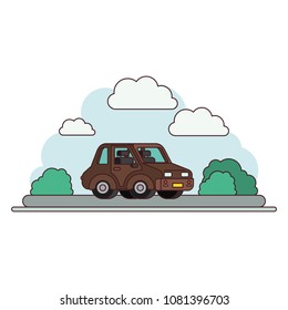 isometric car in landscape