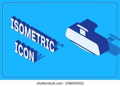 Isometric Car mirror icon isolated on blue background.  Vector Illustration