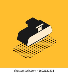 Isometric Car mirror icon isolated on yellow background.  Vector Illustration
