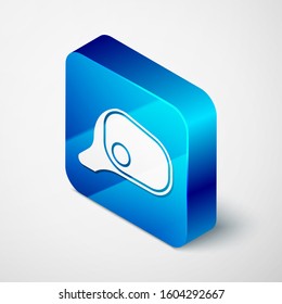 Isometric Car mirror icon isolated on white background. Blue square button. Vector Illustration