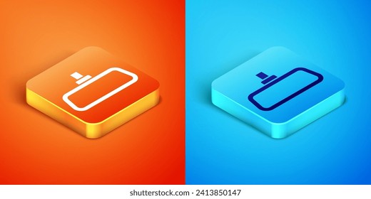 Isometric Car mirror icon isolated on orange and blue background.  Vector