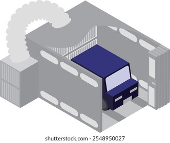 Isometric car paint booth image