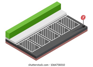 isometric car park, vector illustration
