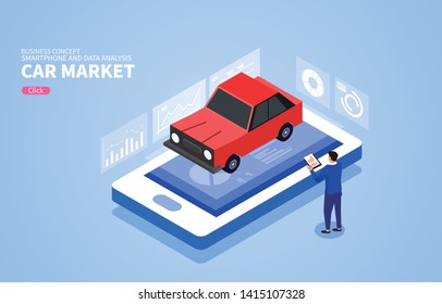 Isometric car sales market data analysis