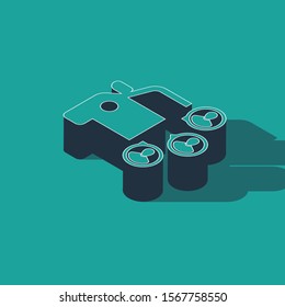Isometric Car sharing with group of people icon isolated on green background. Carsharing sign. Transport renting service concept.  Vector Illustration