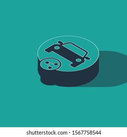 Isometric Car sharing icon isolated on green background. Carsharing sign. Transport renting service concept.  Vector Illustration