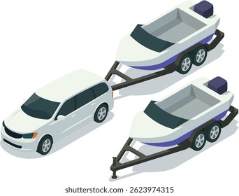 Reboque de tração de automóvel isométrico no reboque