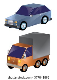 Isometric car and truck