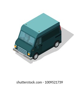 Isometric car. Van isolated on a white background. Vector illustration.