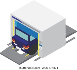 Isometric car wash machine image material