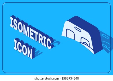 Isometric Car windscreen icon isolated on blue background.  Vector Illustration
