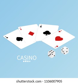 isometric card & dice simple vector