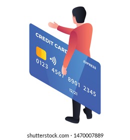Isometric card icon. Illustration of isometric card vector icon for any web design isolated on white background