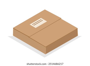 Isometric cardboard box. Carton closed package. Transportation, shipping and logistics, delivery. Packaging and storage. 3D vector illustration isolated on white background