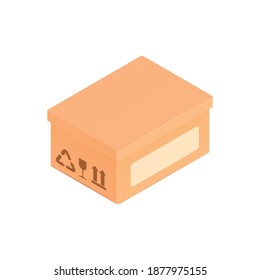 Isometric cardboard box composition with caddy carton box vector illustration