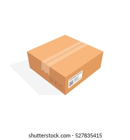 Isometric cardboard box packaging isolated, vector illustration design